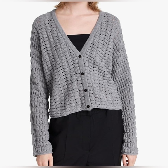 Theory Women's Textured Hanelee Sweater Button Up Cardigan Felted Wool Cashmere - Picture 1 of 13